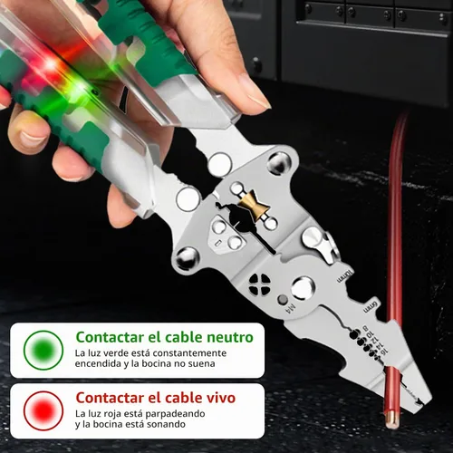 Vista 6 de 18 En 1 pelacables plegable, pelacables nuevos 2025 con detector de voltaje, alicates pelacables multifuncionales para cortar y extraer cables 1pcs