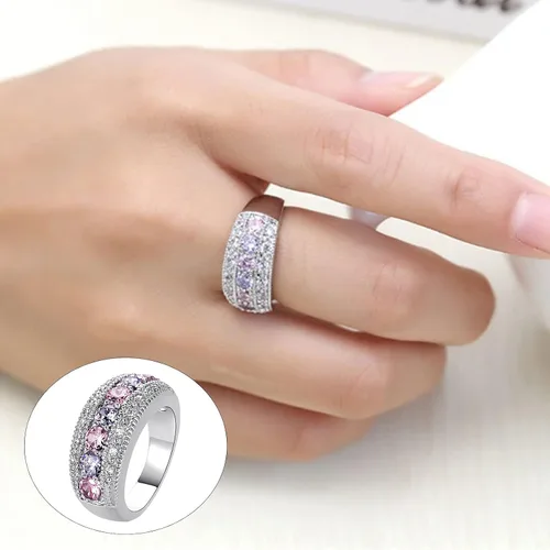 Vista 72 de Iumer - Anillo de zircón de dos piezas con incrustaciones de diamantes de imitación artificiales para mujer, talla 6-10.
