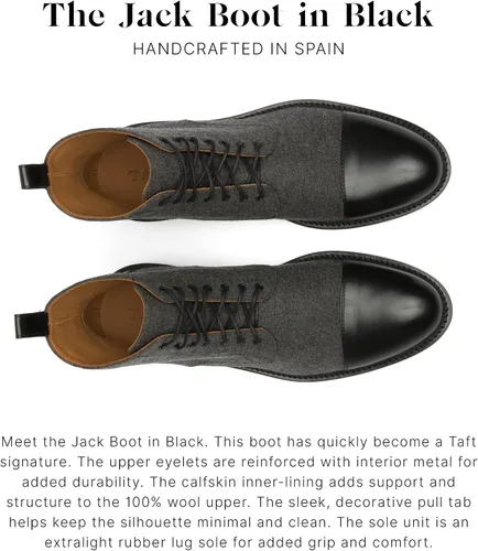 Vista 3 de TAFT Jack Boot - Botas de vestir hechas a mano de cuero y lana para hombre