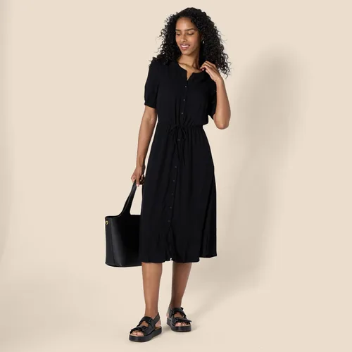 Vista 5 de Tienda Essentials Womens Fit and Flare Half-Sleeve Waisted Midi A-Line Dress with Pockets