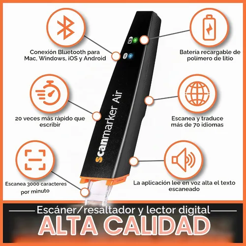 Vista 4 de Escáner portátil OCR Scanmarker Air, forma de bolígrafo, versión USB, (compatible con Mac. y Win.), Negro