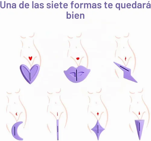 Vista 4 de Plantillas de pelo púbico para mujer, plantilla de afeitado para mujer, recortadora de pelo púbico íntimo con 7 formas, perfectas para modelar