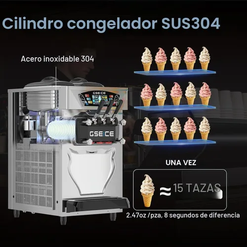 Vista 2 de GSEICE - Máquina comercial de helado suave para servir 3 sabores Plateado