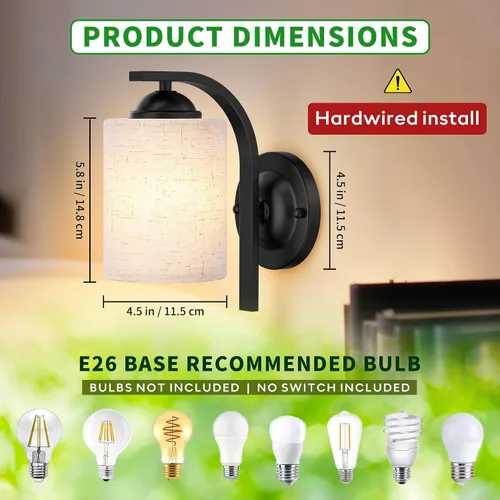 Vista 2 de Apliques de pared para dormitorio, baño, accesorios de iluminación modernos de tocador, negro mate, faroles de iluminación de montaje en pared