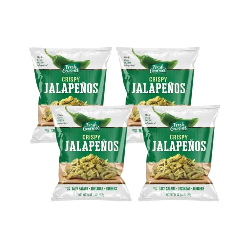 Vista 3 de Fresh Gourmet Jalapeños crujientes ligeramente salados 16 onzas, paquete de 1 bajo en carbohidratos aperitivo crujiente y decoración