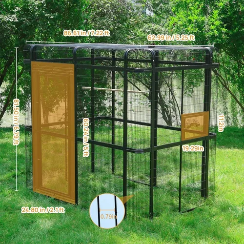 Vista 3 de wonline Jaula para pájaros extra grande de 10 pies para periquitos, pajarera al aire libre, jaula para loros con percha, jaula para aves resistente