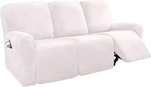 Vista 12 de Funda de terciopelo elástico para sofá reclinable de 1, 2 y 3 asientos, funda de sofá de color liso para mascotas, fundas para sofá de color liso