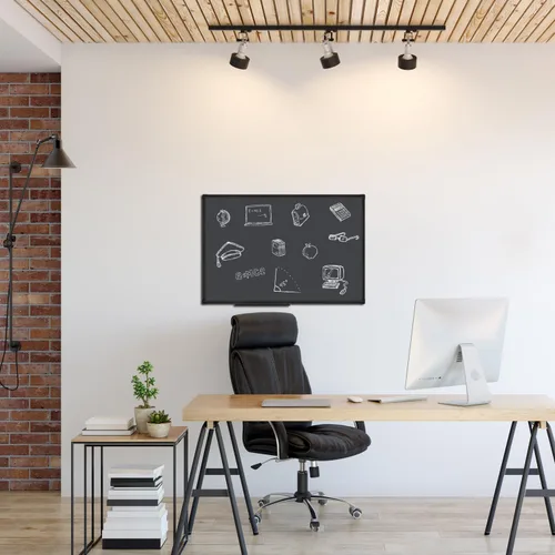Vista 2 de XBoard Pizarra Magnética de Tiza 36 x 24, Letreros de Pizarra con Marco de Aluminio Negro, Colecciones de Pines