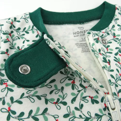 Vista 3 de HonestBaby Sleep and Play Footed Holiday Pajamas One-Piece Sleeper Zip-front Organic Cotton PJs Baby Boys, Girls, Unisex
