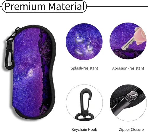 Vista 46 de Hion Sunglasses Case Ultra Light Neoprene Zipper Eyeglass Soft Case with Belt Clip