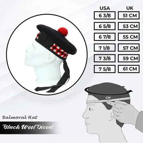 Vista 2 de Balmoral Hat - Gorra de vestir tradicional escocesa con pompón rojo en la parte superior