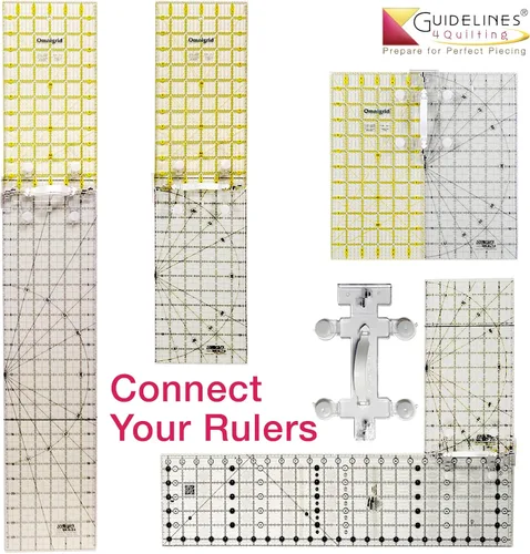 Vista 3 de Guidelines4quilting - Conector/mango de regla de edredón para reglas y plantillas - Pestañas de alineación y borde de labio para una alineación