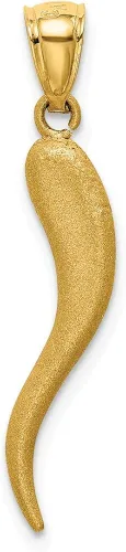 Vista 4 de Colgante de oro amarillo de 14 quilates con corte de diamante sólido Cornicello italiano 1181in x 0197in
