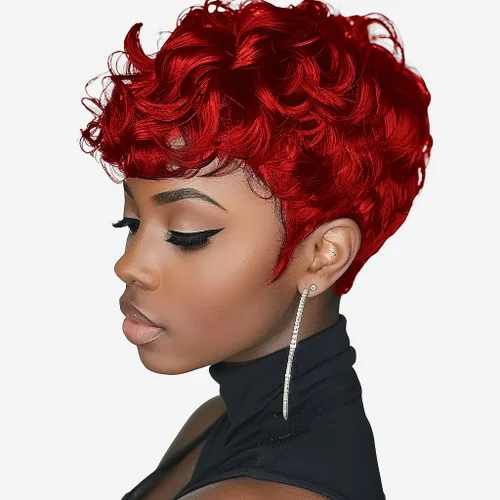 Vista 9 de DOcute Peluca gris para personas negras, corte pixie con flequillo, peluca rizada corta para mujeres negras, peluca rizada esponjosa para mujeres
