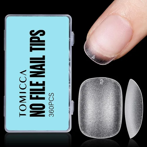 Vista 21 de TOMICCA Puntas de uñas extra cortas en forma de ataúd, 240 piezas de uñas postizas acrílicas de cobertura completa para manicura con extensión, 15