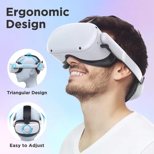 Vista 2 de YOGES Battery Head Strap Compatible with Oculus Quest 2 Accessories, 5000mAh Rechargable Adjustable Headstrap to Extend Playtime and Comfort for VR