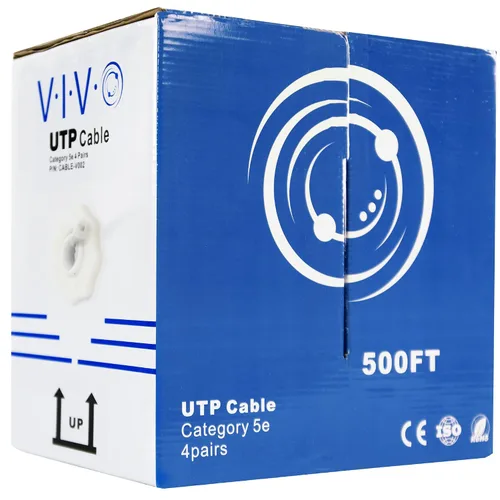 Vista 14 de VIVO Cable Cat5e a granel de 1,000 pies, cable Ethernet CCA, 24 AWG, caja de extracción UTP, red LAN, azul, CABLE-V001B