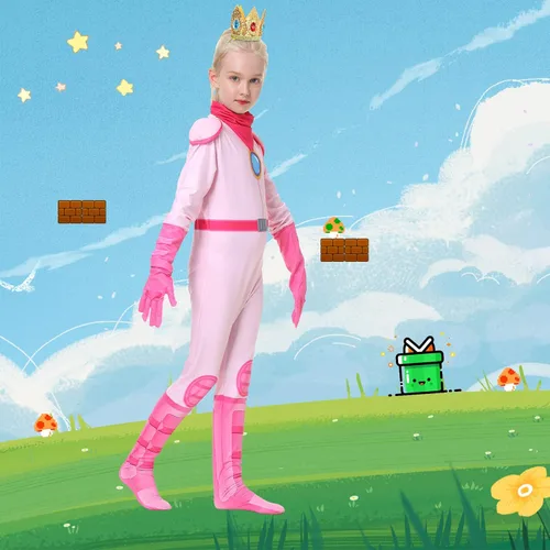 Vista 6 de Ratoher Super Brothers Princess Costume for Kids, Peach and Daisy Princess Cosplay Costume for Toddler Girls