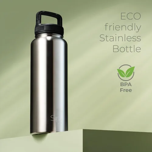 Vista 100 de SIPX™ Botella de Agua Aislada de 18 oz con 3 Tapas – Acero Inoxidable a Prueba de Fugas, Triple Aislamiento – Frío 24 Horas/Caliente 12 Horas – Negro