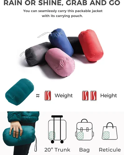 Vista 3 de Wantdo Chaqueta de plumón plegable con capucha para mujer, abrigo de invierno ligero