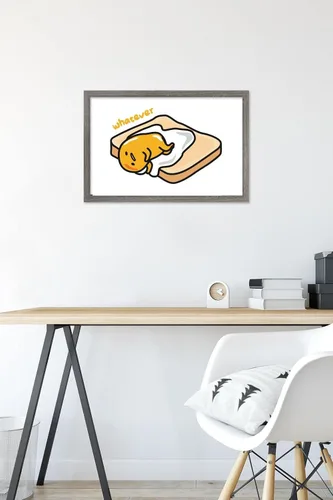 Vista 6 de Trends International Gudetama - Póster de pared Whatever (22.4 pulgadas de largo x 14.7 pulgadas), versión enmarcada en madera de granero Versión