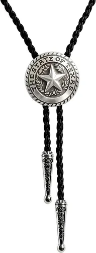 Vista 8 de BRBAM - Corbata de cuero estilo retro con diseño de vaquero occidental y estrella solitaria para hombre Estilo 3 - Bronce