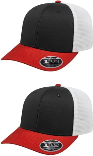 Vista 83 de Cap America i8502 Flexfit 110 Premium - Gorra de camionero de perfil medio con 6 paneles de malla trasera con protección UV y cierre ajustable