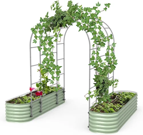 Vista 10 de Vego Garden Sistema modular de enrejado arqueado de 1.5 pies de largo para todas las camas de jardín clásicas para plantas trepadoras como frijoles
