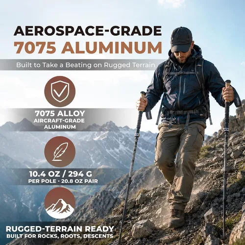 Vista 5 de Trekology Trek-Z - Bastones de senderismo y trekking plegables - Soporte de equilibrio para personas mayores, mujeres y hombres, 2 unidades por set