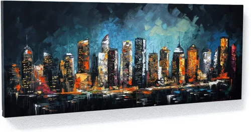 Vista 10 de Sense Canvas Arte en lienzo de la ciudad de Los Ángeles 1, decoración del hogar, póster impreso, pintura pequeña de 20 x 8 / 0.75 pulgadas