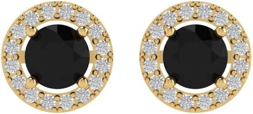 Vista 3 de 1.60 quilates brillante de corte redondo halo solitario impecable genuino ónix negro natural piedra preciosa VVS1 ideal par de aretes solitario