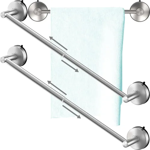 Vista 8 de DGYB Barra de toallas ajustable con ventosa para baño de 14 pulgadas ~ 27 pulgadas, portatoallas de acero inoxidable con acabado de níquel