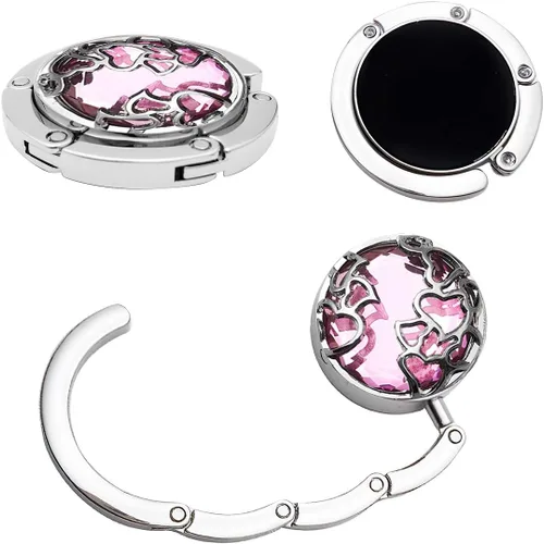 Vista 2 de JewelBeauty Percha plegable para colgar monederos para mesa, gancho para Rosa