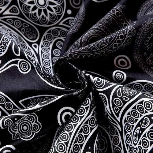 Vista 8 de LAMEJOR Juego de funda de edredón tamaño individual, decoración de Halloween, esqueleto de calavera negra, estampado floral, lujoso, suave, funda