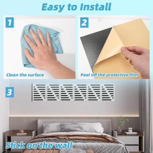 Vista 7 de Art3d Paquete de 6 paneles acústicos autoadhesivos insonorizados para pared, diseño de rayas de 16 x 12 pulgadas, bloque de ruido con poliéster