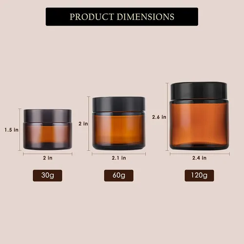 Vista 6 de Lil Ray - Tarros de crema de vidrio vacíos ámbar de 1 onza 12PCS Reusable Round Containers Jars for Facial Cream, Eye Cream with Black Lid, DIY