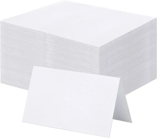 Vista 5 de Toncoo 100 tarjetas de lugar, elegantes tarjetas de mesa con flores, tarjetas de asiento de textura rústica, tarjetas de identificación de papel