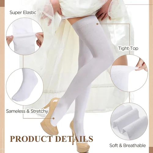 Vista 2 de Extra Long Socks Thigh High Cotton Socks Extra Long Knee Boot Stockings for Women