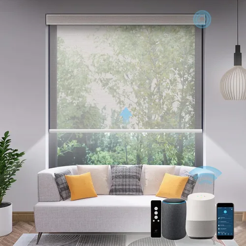 Vista 25 de SmartWings Persianas Motorizadas con Filtro de Luz, Compatible con Matter Thread Homekit Z-Wave Alexa Google, Persianas con 70% de Opacidad Safari