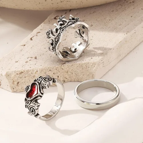 Vista 9 de IFKM Vintage Silver Knuckle Rings Set for Women, Stackable Joint Finger Statement Rings Bohemian Retro Hollow Carved Midi Rings, Boho Halloween
