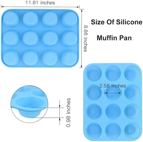 Vista 7 de Qtopun Mini molde de silicona para magdalenas, 4 unidades de 24 tazas de molde de silicona para hornear, moldes de silicona para magdalenas