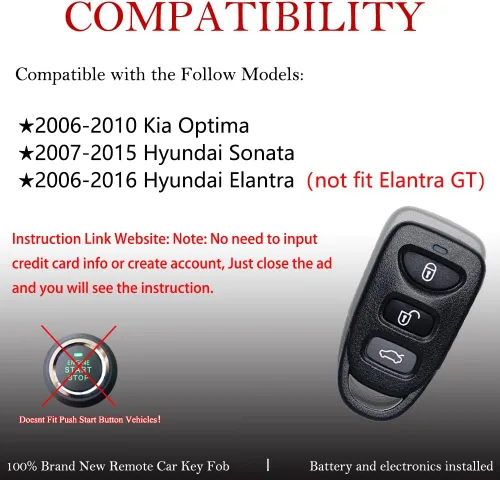 Vista 3 de MechanMagic Llavero de repuesto para Hyundai Elantra 2006-2016/Sonata 2007-2015/Kia Optima 2006-2010 OSLOKA-950T/310T/360T Control remoto de entrada
