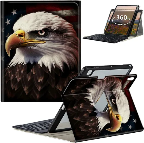 Vista 27 de Funda de teclado para iPad de 9ª/8ª/7ª generación de 10.2 pulgadas 2021/2020/2019 con soporte delgado giratorio de 360 grados, cubierta inteligente