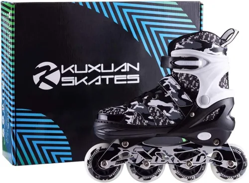 Vista 6 de Kuxuan Patines en línea ajustables para niños con ruedas iluminadas, divertidos patines iluminadores para niños, niñas y jóvenes