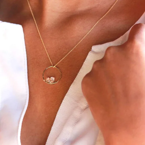Vista 6 de Herkimer Diamond Necklace in Solid 14K Gold and Gold Filled, Rose Gold, Sterling Silver; Beautiful Solitaire, Multi-Stone, or Pendant Quartz