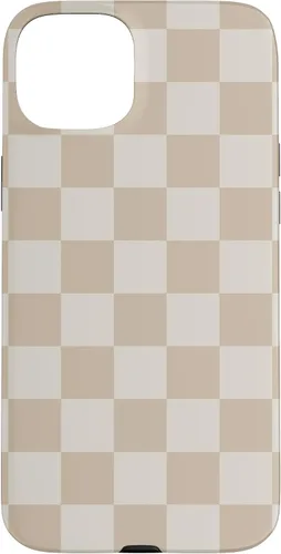 Vista 9 de iPhone 16 Vanilla Blanco café crema a cuadros ajedrez patrón clásico caso