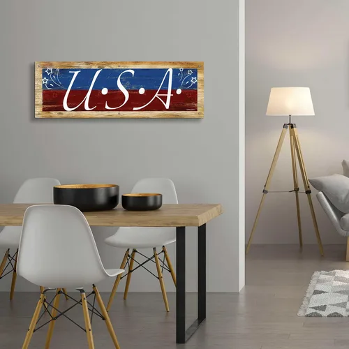 Vista 8 de Epic Art 'USA' de Ed Wargo, arte de pared de vidrio acrílico, 48"x16