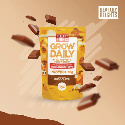 Vista 2 de Healthy Heights Grow Daily Kids - Mezcla de bebida proteica (chocolate) - Batido alto en proteínas para niños de 10 años, 21.6 onzas