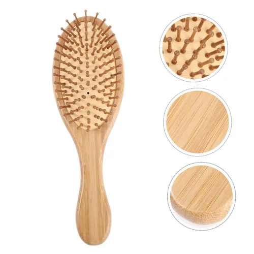 Vista 9 de Peine de bambú para el cabello, 3 piezas, peines de barba, cepillo de cerdas de madera, peine de bambú natural, cepillo masajeador para cuero