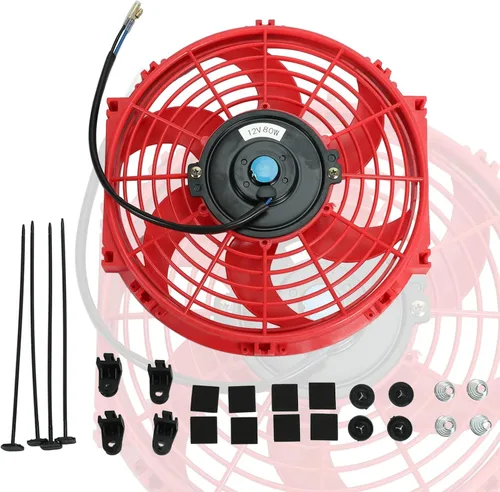 Vista 12 de 7 "pulgadas universal delgado ventilador push pull radiador eléctrico refrigeración 12V kit de montaje negro